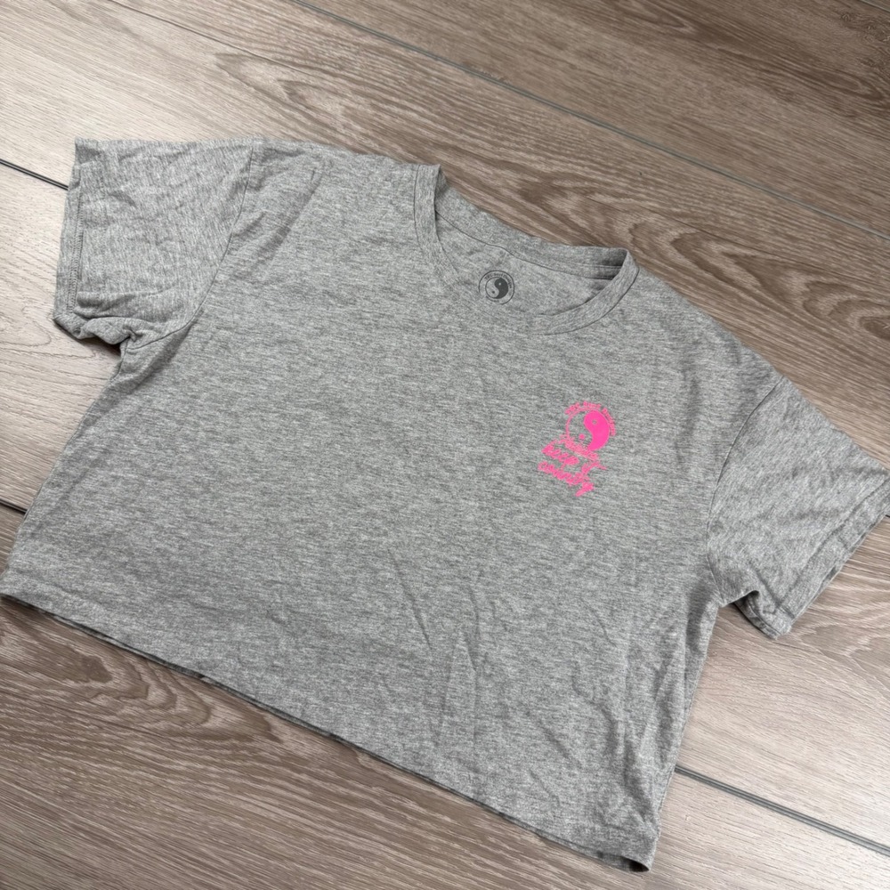 T&C Surf Designs Women T-Shirt Crop Top North Shore Haleiwa Hawaii Gray Small